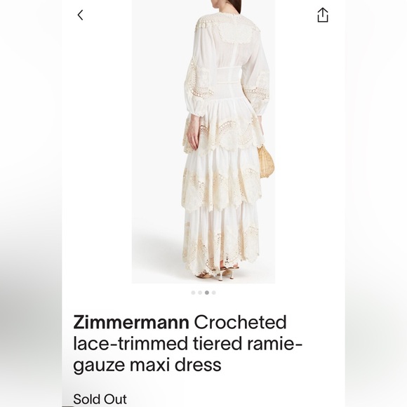 $1,750 ZIMMERMANN Crocheted lace-trimmed tiered ramie-gauze dress in size 1 - Picture 12 of 15